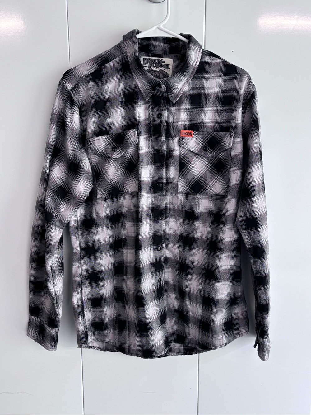 Dixxon Flannel Company Woman L The Big Twin Black White Plaid Long Sleeve Shirt